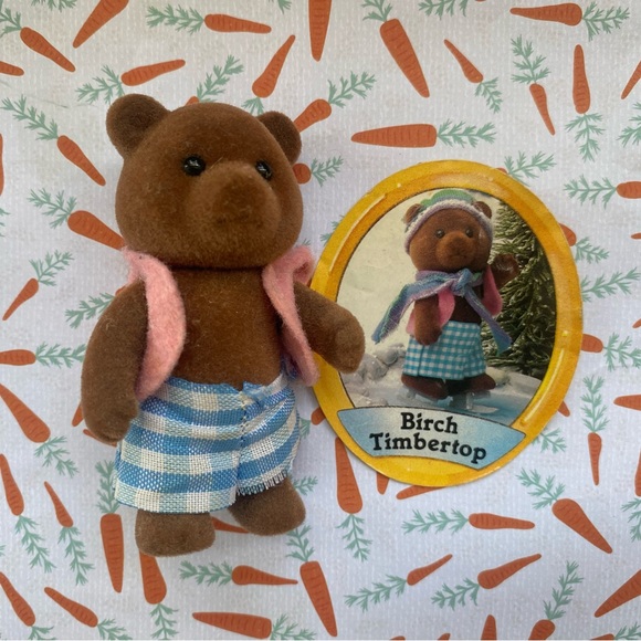 CALICO CRITTERS SYLVANIAN FAMILIES Vintage Timbertop Birch Bear with sticker - Picture 2 of 4